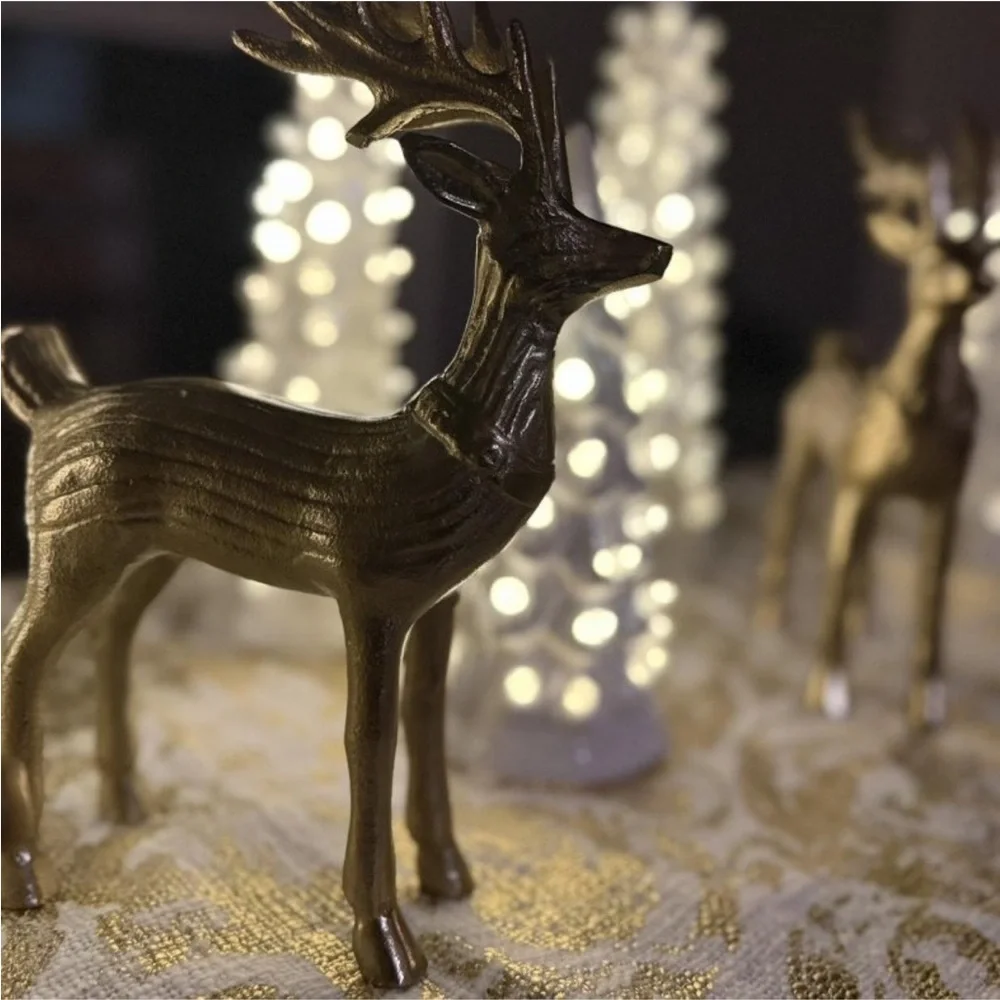 Christmas Metal Sitting & Standing Deer Gold - Threshold™
